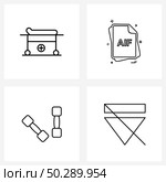 4 Editable Vector Line Icons and Modern Symbols of hospital, dumbbell, patient bed, file type , sport Vector Illustration. Стоковая иллюстрация, агентство Ingram Publishing / Фотобанк Лори