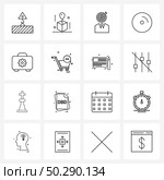 Pack of 16 Universal Line Icons for Web Applications disk, compact, user, cdrom, member Vector Illustration. Стоковая иллюстрация, агентство Ingram Publishing / Фотобанк Лори