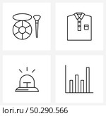 Pack of 4 Universal Line Icons for Web Applications bronzer brush, siren, contour brush, dress, graph Vector Illustration. Стоковая иллюстрация, агентство Ingram Publishing / Фотобанк Лори