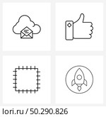Pack of 4 Universal Line Icons for Web Applications cloud message, machine, email, liked, tailoring Vector Illustration. Стоковая иллюстрация, агентство Ingram Publishing / Фотобанк Лори