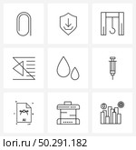 Set of 9 Simple Line Icons for Web and Print such as medical, indent, dock, format, production Vector Illustration. Стоковая иллюстрация, агентство Ingram Publishing / Фотобанк Лори