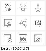 Simple Set of 9 Line Icons such as share, screen, wheat, rejected, computer Vector Illustration. Стоковая иллюстрация, агентство Ingram Publishing / Фотобанк Лори