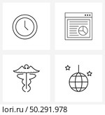 4 Universal Line Icons for Web and Mobile clock, fly, approve, business, angles Vector Illustration. Стоковая иллюстрация, агентство Ingram Publishing / Фотобанк Лори
