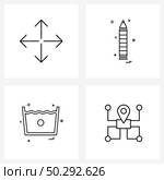 Set of 4 UI Icons and symbols for arrow, water, maximize, stationary, glass Vector Illustration. Стоковая иллюстрация, агентство Ingram Publishing / Фотобанк Лори