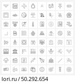 64 Interface Line Icon Set of modern symbols on skip, media, math, jewel, ring Vector Illustration. Стоковая иллюстрация, агентство Ingram Publishing / Фотобанк Лори