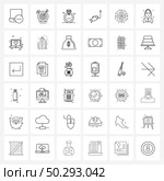 Mobile UI Line Icon Set of 36 Modern Pictograms of seafood, ocean, diamond, fishing, party Vector Illustration. Стоковая иллюстрация, агентство Ingram Publishing / Фотобанк Лори