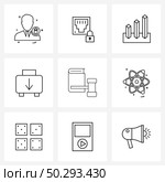 Pixel Perfect Set of 9 Vector Line Icons such as book, bag, secure, travel, business Vector Illustration. Стоковая иллюстрация, агентство Ingram Publishing / Фотобанк Лори