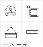 Line Icon Set of 4 Modern Symbols of cloud internet, dvd, hamburger, eject, search Vector Illustration. Стоковая иллюстрация, агентство Ingram Publishing / Фотобанк Лори