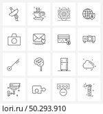 Isolated Symbols Set of 16 Simple Line Icons of love, picture, health, image, world Vector Illustration. Стоковая иллюстрация, агентство Ingram Publishing / Фотобанк Лори