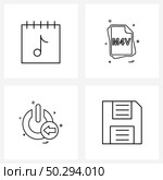 Modern Vector Line Illustration of 4 Simple Line Icons of calendar, ui, music, file type , on Vector Illustration. Стоковая иллюстрация, агентство Ingram Publishing / Фотобанк Лори