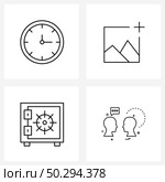 Set of 4 Line Icon Signs and Symbols of alarm, finance, gallery, picture, locker Vector Illustration. Стоковая иллюстрация, агентство Ingram Publishing / Фотобанк Лори