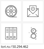 Set of 4 Simple Line Icons for Web and Print such as cinema, subtract, series, interaction, document Vector Illustration. Стоковая иллюстрация, агентство Ingram Publishing / Фотобанк Лори