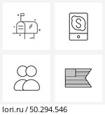 Set of 4 UI Icons and symbols for travel, American, Skype, actions, united states Vector Illustration. Стоковая иллюстрация, агентство Ingram Publishing / Фотобанк Лори