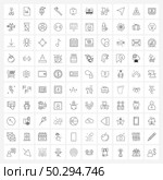 Set of 100 Simple Line Icons for Web and Print such as monitor, ass, funny, tooth brush, tooth Vector Illustration. Стоковая иллюстрация, агентство Ingram Publishing / Фотобанк Лори