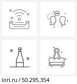 4 Universal Line Icons for Web and Mobile call, drink bottle, messages, sms, ui Vector Illustration. Стоковая иллюстрация, агентство Ingram Publishing / Фотобанк Лори