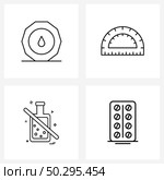 Set of 4 Universal Line Icons of email, ruler, spam, drawing, drink Vector Illustration. Стоковая иллюстрация, агентство Ingram Publishing / Фотобанк Лори