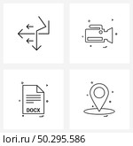 Isolated Symbols Set of 4 Simple Line Icons of arrows, camcorder, mix, camera , file type Vector Illustration. Стоковая иллюстрация, агентство Ingram Publishing / Фотобанк Лори