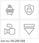 Simple Set of 4 Line Icons such as Christmas balls, dslr, lock, shield, photo Vector Illustration. Стоковая иллюстрация, агентство Ingram Publishing / Фотобанк Лори
