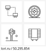 4 Universal Line Icons for Web and Mobile network, thermal, dish, petri, flower Vector Illustration. Стоковая иллюстрация, агентство Ingram Publishing / Фотобанк Лори
