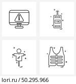 Set of 4 Simple Line Icons of caution error, farm, clicker, remote, man Vector Illustration. Стоковая иллюстрация, агентство Ingram Publishing / Фотобанк Лори