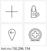 Set of 4 Modern Line Icons of add, map, plus, French, back Vector Illustration. Стоковая иллюстрация, агентство Ingram Publishing / Фотобанк Лори
