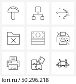 Pack of 9 Universal Line Icons for Web Applications no printing, money, direction, cross, folder Vector Illustration. Стоковая иллюстрация, агентство Ingram Publishing / Фотобанк Лори
