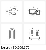 Set of 4 Line Icon Signs and Symbols of share, link, user interface, computer, upload Vector Illustration. Стоковая иллюстрация, агентство Ingram Publishing / Фотобанк Лори