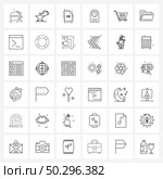 Universal Symbols of 36 Modern Line Icons of timepiece, clock, xmas, chronograph, files Vector Illustration. Стоковая иллюстрация, агентство Ingram Publishing / Фотобанк Лори