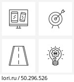 Stock Vector Icon Set of 4 Line Symbols for responsive, road, digital, dart, city Vector Illustration. Стоковая иллюстрация, агентство Ingram Publishing / Фотобанк Лори