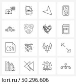 Set of 16 Simple Line Icons of home, house, arrow, player, iPod Vector Illustration. Стоковая иллюстрация, агентство Ingram Publishing / Фотобанк Лори