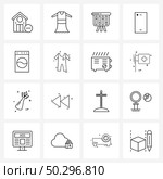 Pixel Perfect Set of 16 Vector Line Icons such as appliance, iPhone, business, android, mobile Vector Illustration. Стоковая иллюстрация, агентство Ingram Publishing / Фотобанк Лори
