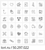 Stock Vector Icon Set of 36 Line Symbols for science, law, microscope, interface, logout Vector Illustration. Стоковая иллюстрация, агентство Ingram Publishing / Фотобанк Лори