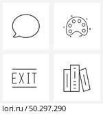 4 Interface Line Icon Set of modern symbols on chat, out, notification, drawing, books Vector Illustration. Стоковая иллюстрация, агентство Ingram Publishing / Фотобанк Лори
