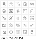 Set of 25 Simple Line Icons for Web and Print such as research, laptop, money, internet, ds Vector Illustration. Стоковая иллюстрация, агентство Ingram Publishing / Фотобанк Лори