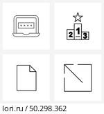 4 Editable Vector Line Icons and Modern Symbols of laptop, document, sport, reward, arrow Vector Illustration. Стоковая иллюстрация, агентство Ingram Publishing / Фотобанк Лори
