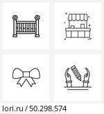 Universal Symbols of 4 Modern Line Icons of bed, pencil, shop, boa tie, pen Vector Illustration. Стоковая иллюстрация, агентство Ingram Publishing / Фотобанк Лори