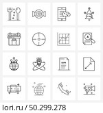 Set of 16 Simple Line Icons for Web and Print such as select, gym, smartphone, building, Christmas Vector Illustration. Стоковая иллюстрация, агентство Ingram Publishing / Фотобанк Лори