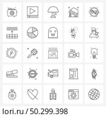 Universal Symbols of 25 Modern Line Icons of tax not allowed, tax, bulb, service, lifter Vector Illustration. Стоковая иллюстрация, агентство Ingram Publishing / Фотобанк Лори
