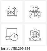 Set of 4 UI Icons and symbols for food, MacBook, toast, bet, clock Vector Illustration. Стоковая иллюстрация, агентство Ingram Publishing / Фотобанк Лори