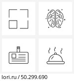 4 Universal Line Icons for Web and Mobile retract, card, bigger, body part, office card Vector Illustration. Стоковая иллюстрация, агентство Ingram Publishing / Фотобанк Лори