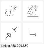 Universal Symbols of 4 Modern Line Icons of love key, arrows, heart, party, interface Vector Illustration. Стоковая иллюстрация, агентство Ingram Publishing / Фотобанк Лори