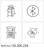 Stock Vector Icon Set of 4 Line Symbols for food, tag, bluetooth, calculator, sale Vector Illustration. Стоковая иллюстрация, агентство Ingram Publishing / Фотобанк Лори
