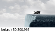 Bull market challenge and stock market struggle and investing volatility in a 3D illustration style. Стоковое фото, агентство Ingram Publishing / Фотобанк Лори