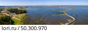 Aerial View of Ribeira das Teixugueiras near the Aveiro Lagoon at Pardilho, Aveiro, Portugal. Стоковое фото, агентство Ingram Publishing / Фотобанк Лори