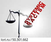 Systemic racism and government discrimination in the justice system as illegal racist policy in law and cultural prejudice concept as a 3D render. Стоковое фото, агентство Ingram Publishing / Фотобанк Лори