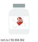 Icon Of Fitness Pills In Container. Flat Color Design. Vector Illustration. Стоковая иллюстрация, агентство Ingram Publishing / Фотобанк Лори