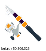 Icon Of Curved Fishing Tackle. Flat Color Design. Vector Illustration. Стоковая иллюстрация, агентство Ingram Publishing / Фотобанк Лори