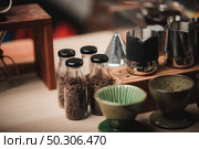 kits set of coffee drip filter showing in cafe. Стоковое фото, агентство Ingram Publishing / Фотобанк Лори
