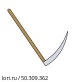 Scythe Icon. Editable Outline With Color Fill Design. Vector Illustration. Стоковая иллюстрация, агентство Ingram Publishing / Фотобанк Лори
