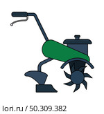 Garden Tiller Icon. Editable Outline With Color Fill Design. Vector Illustration. Стоковая иллюстрация, агентство Ingram Publishing / Фотобанк Лори